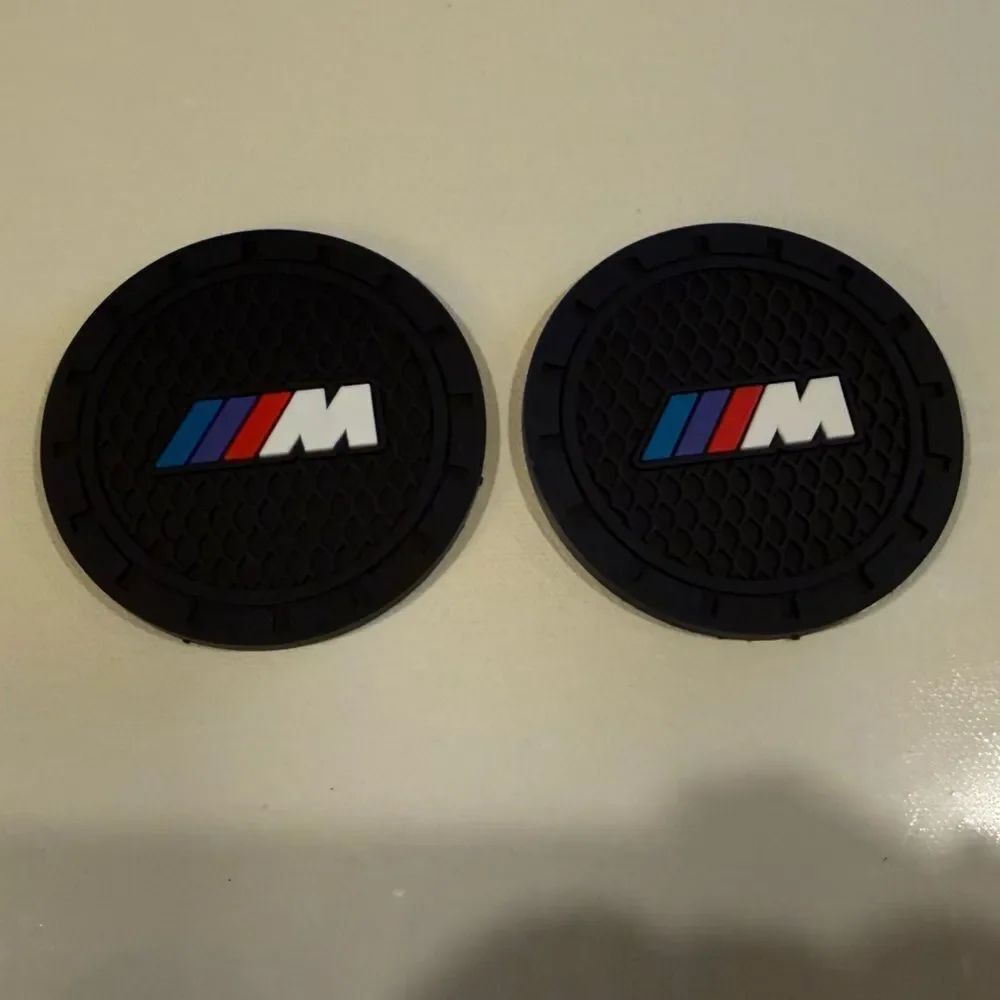 BMW Motorsports Car Cup Coasters in Black Set of 2 NWT